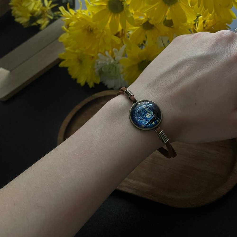 Vintage women’s bracelet with Van Gogh painting  (The Starry Night)